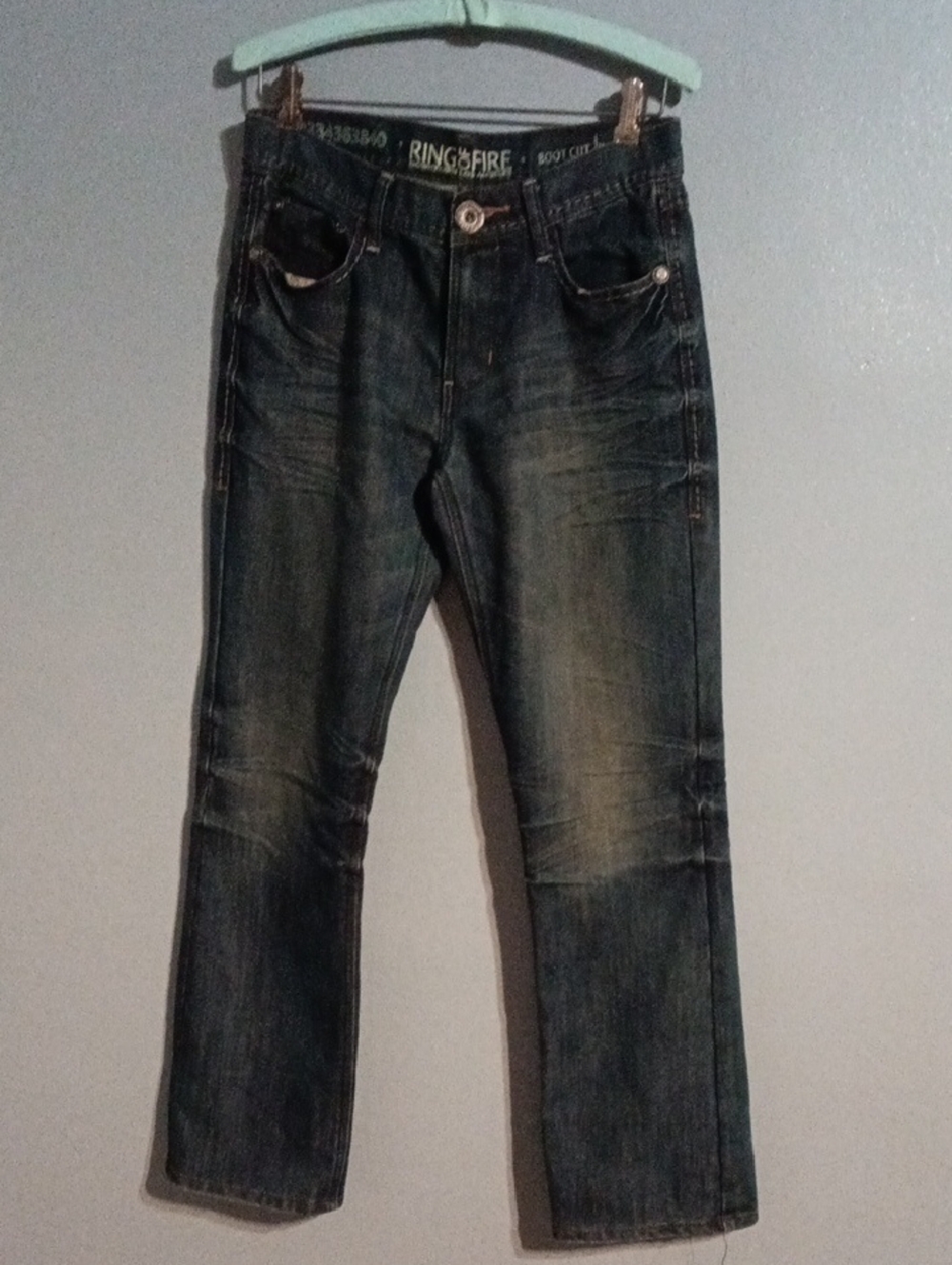 Ring of Fire Men's Vintage Faded Indigo Boot Cut Waverly Dr Jeans